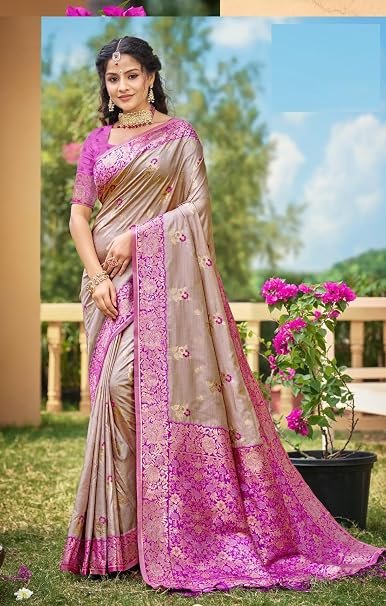 Premium Luxury Banarasi Silk Saree- Fall & Pico Stitched & Unstitched Blouse Piece | Wedding, Festive & Party Wear