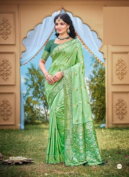 Premium Luxury Banarasi Silk Saree- Fall & Pico Stitched & Unstitched Blouse Piece | Wedding, Festive & Party Wear