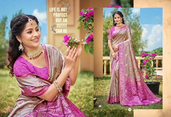 Premium Luxury Banarasi Silk Saree- Fall & Pico Stitched & Unstitched Blouse Piece | Wedding, Festive & Party Wear