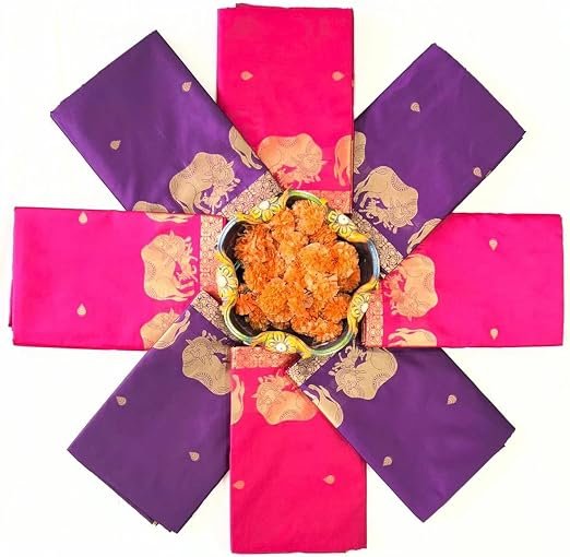 Celebrity-Inspired Soft Lichi Silk Saree -FALL AND PICO STITCHED - Rich Jacquard Woven Motifs – Full Body Weaving & Contrast Border – Premium Festive Wear