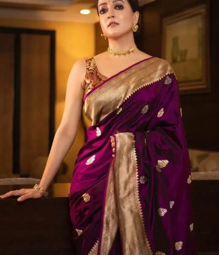 Soft Silk Saree | FALL & PICO STITCHED | Jacquard | Traditional Weaving with Rich Pallu & Contrast Designer Blouse