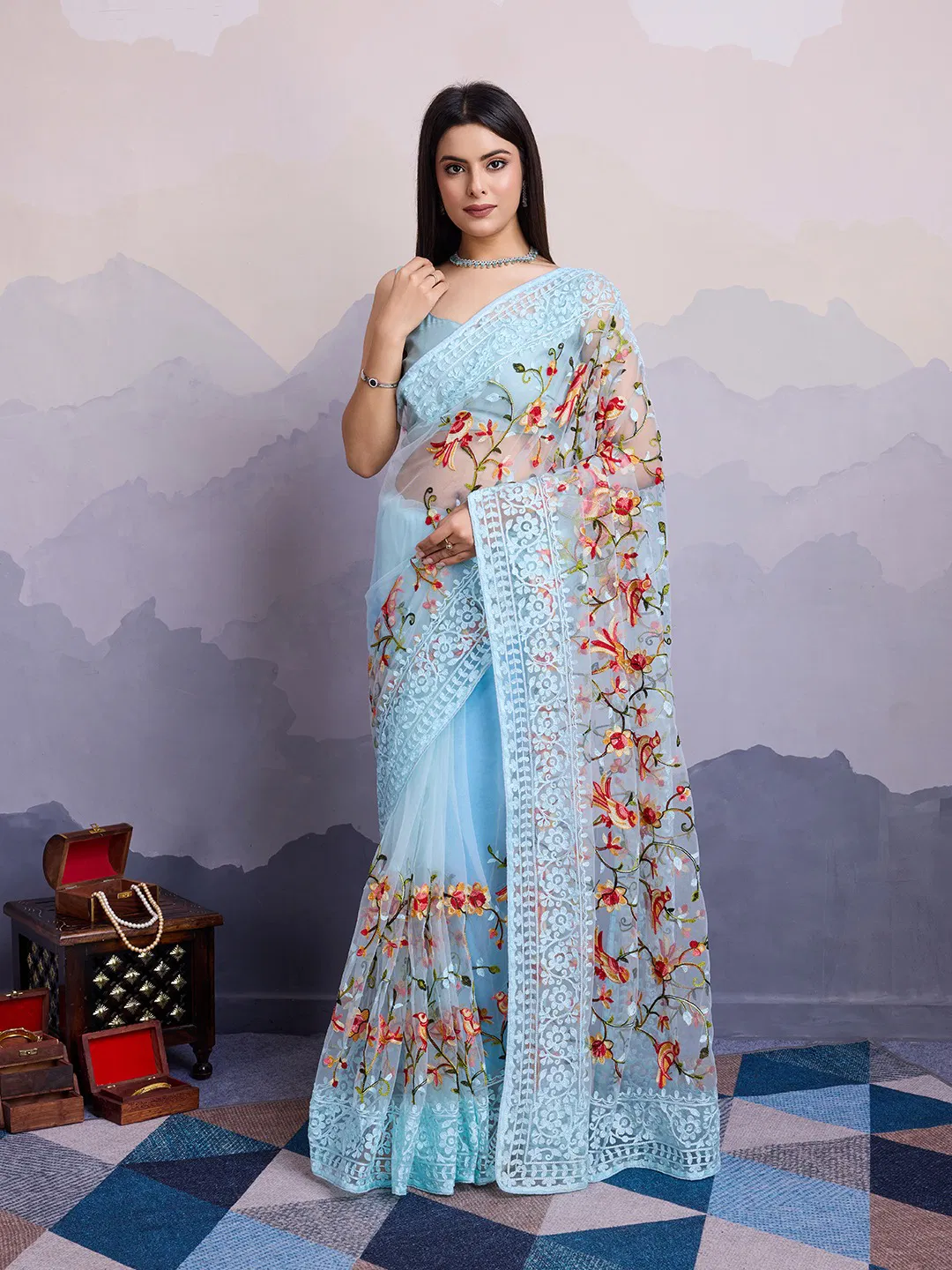 Premium Soft Net Embroidery Saree| Fall and Pico Stitched | Vivirasmi| Designer Ethnic Wear for Women