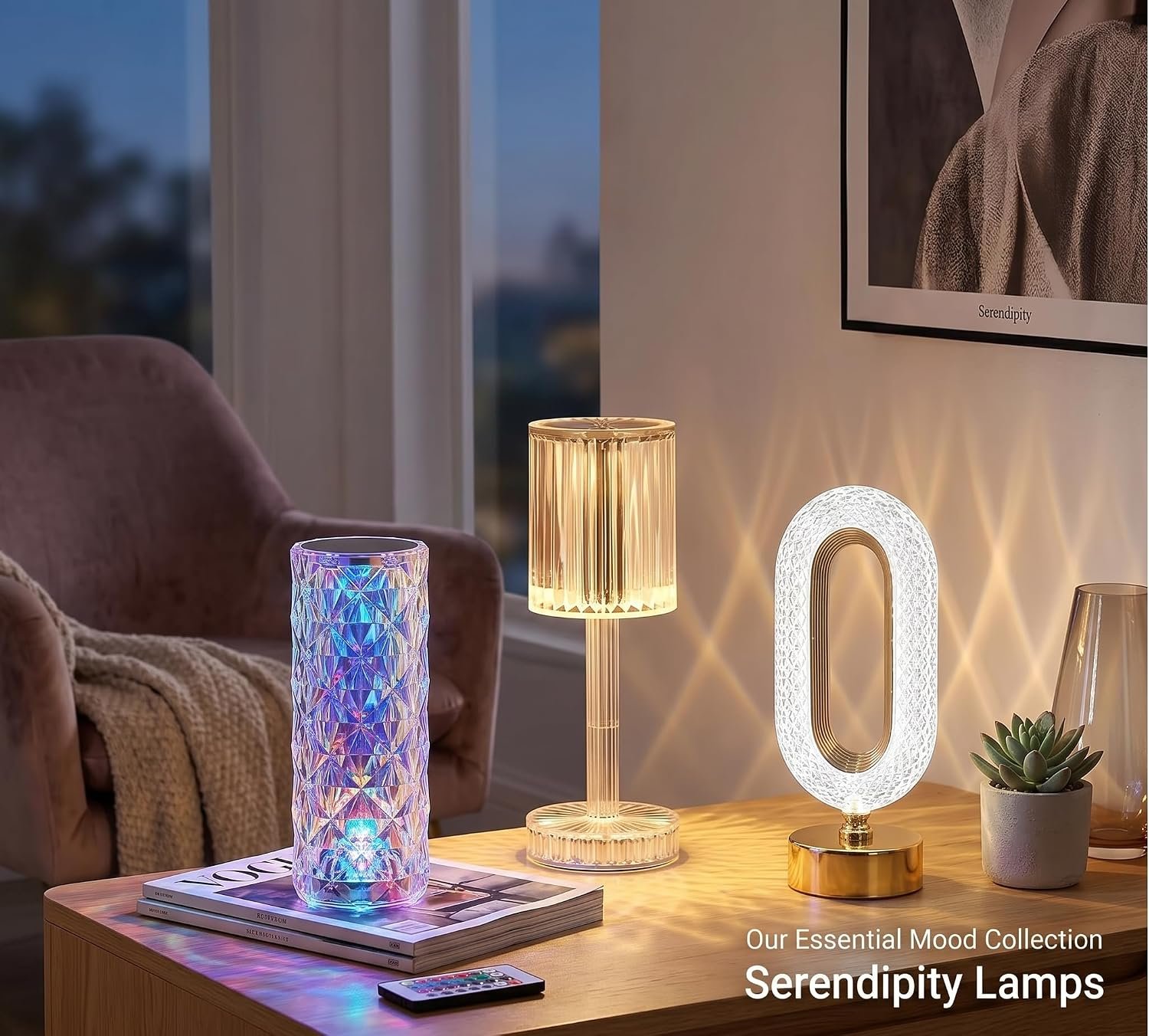 Modern Decorative Big Rechargeable Acrylic Crystal Table Lamp Collection – Elegant Atmosphere Lighting for Home & Bedroom