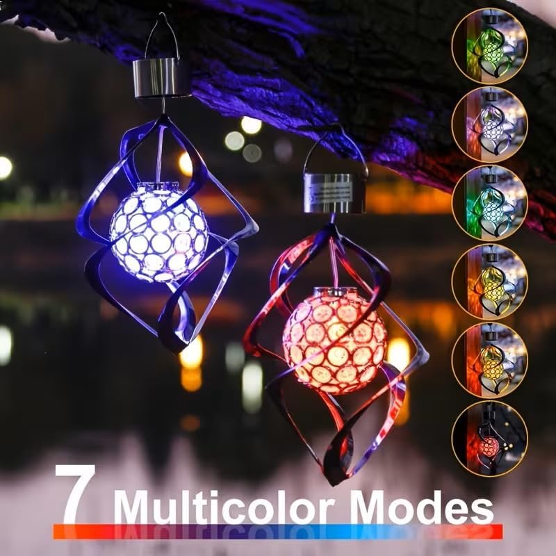 Solar Wind Chime Light –Solar Goodu deepa- RGB Gradient Rotating Decorative Lamp for Garden, Patio & Outdoor Decor – 7 Color Changing Modes