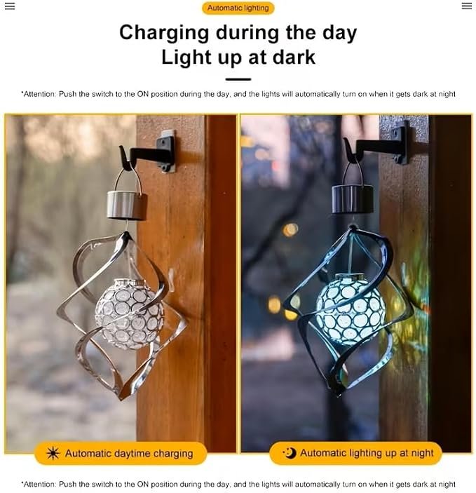 Solar Wind Chime Light –Solar Goodu deepa- RGB Gradient Rotating Decorative Lamp for Garden, Patio & Outdoor Decor – 7 Color Changing Modes