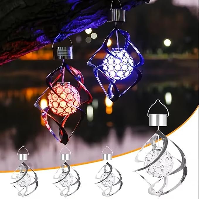 Solar Wind Chime Light –Solar Goodu deepa- RGB Gradient Rotating Decorative Lamp for Garden, Patio & Outdoor Decor – 7 Color Changing Modes
