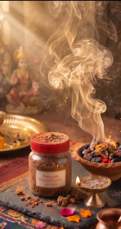 Premium Dhoop Powder -Pure Traditional Incense Powder for Daily Pooja, Meditation & Home Fragrance (100 Grams Jar)