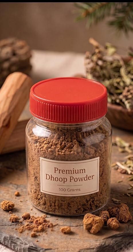 Premium Dhoop Powder -Pure Traditional Incense Powder for Daily Pooja, Meditation & Home Fragrance (100 Grams Jar)