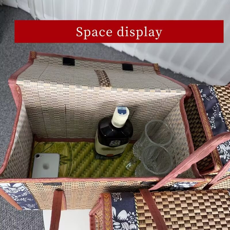 Bamboo Basket - Foldable Rectangular Tote Bags for Picnics, Shopping & Camping -Bamboo Bags