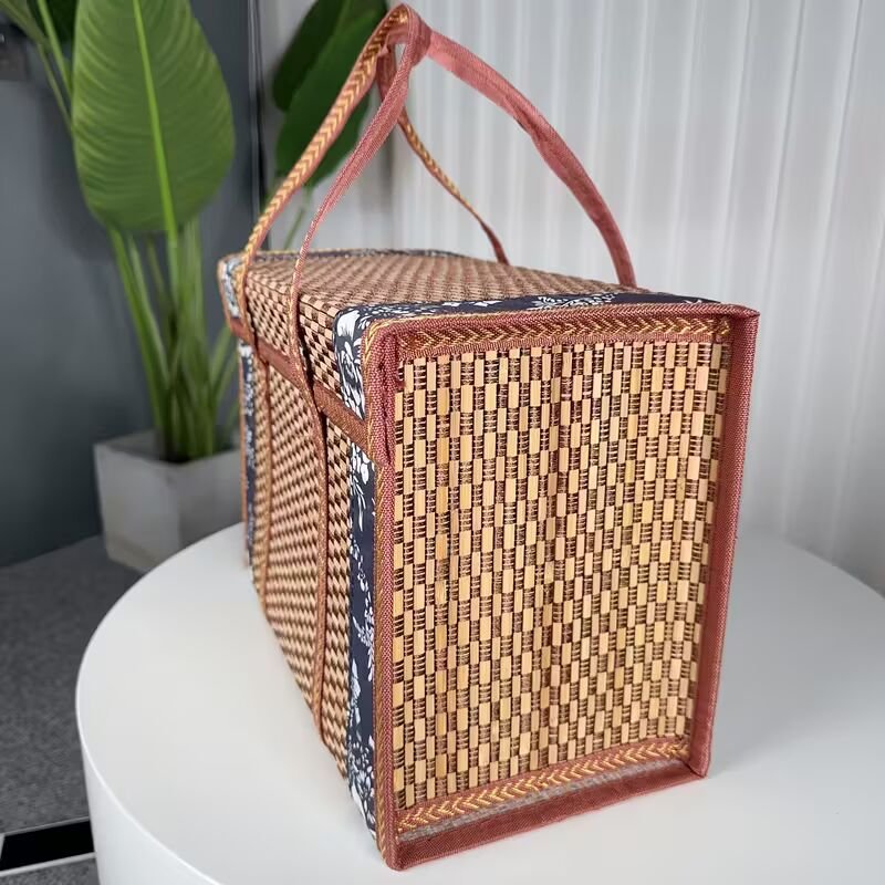 Bamboo Basket - Foldable Rectangular Tote Bags for Picnics, Shopping & Camping -Bamboo Bags