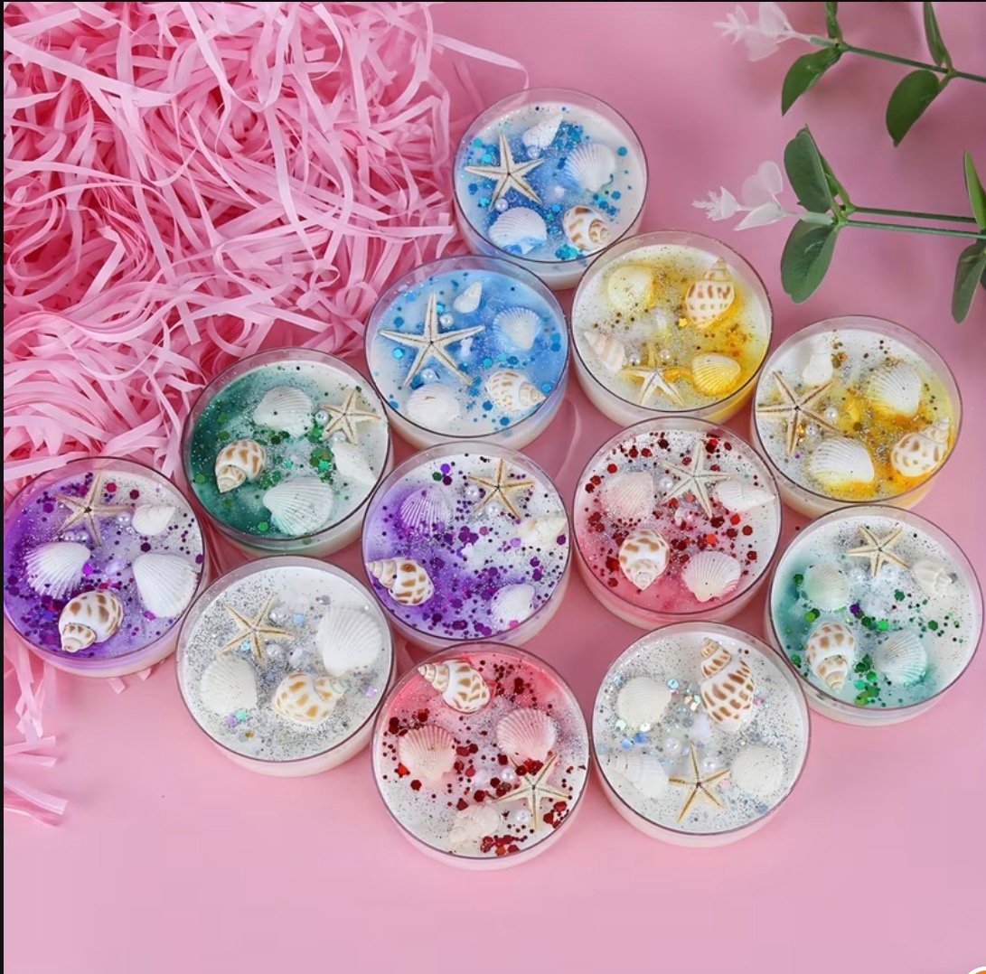 Scented candles gift set. 6 pieces 6 fragrances. Scented candles with crystals