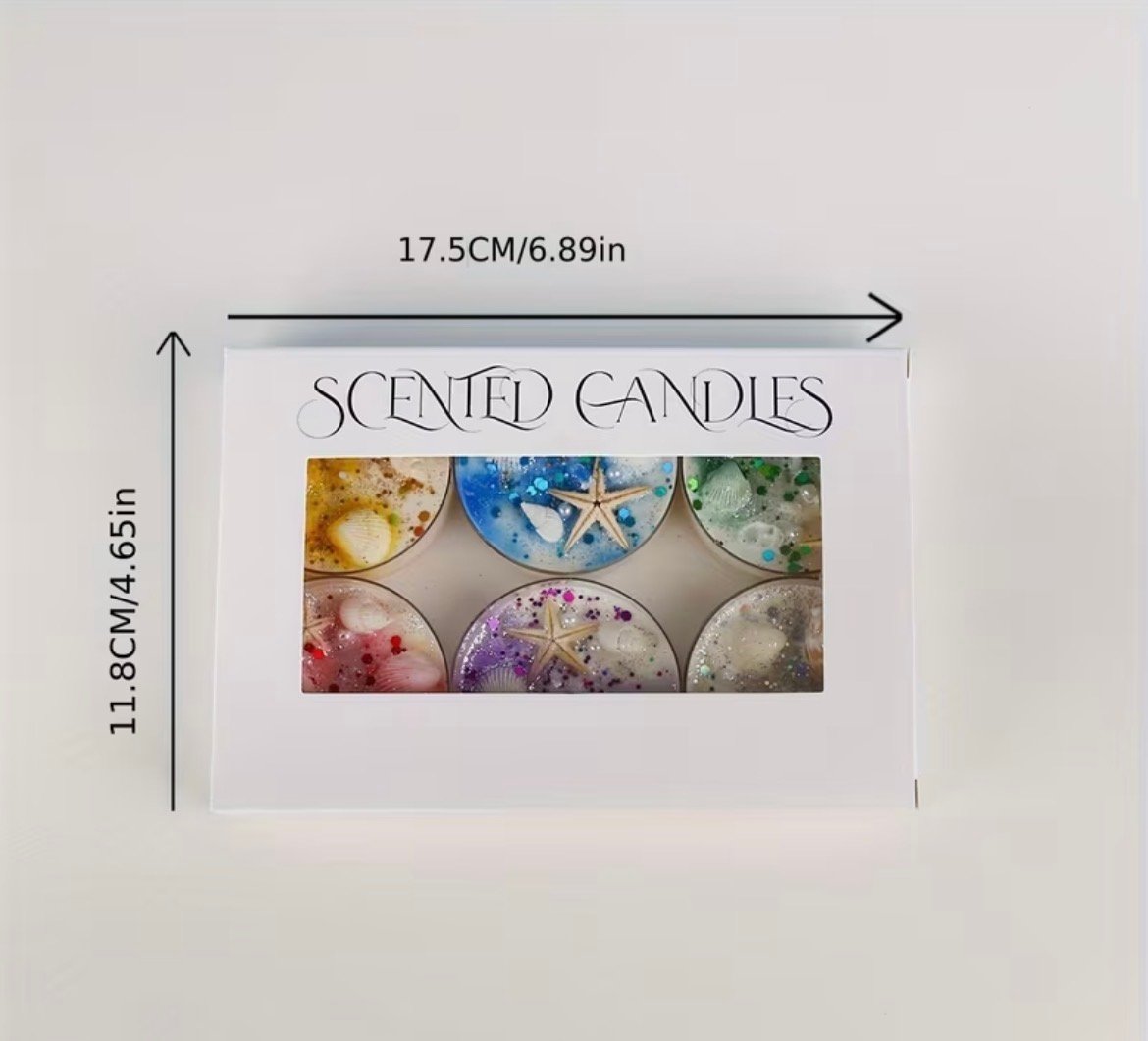 Scented candles gift set. 6 pieces 6 fragrances. Scented candles with crystals