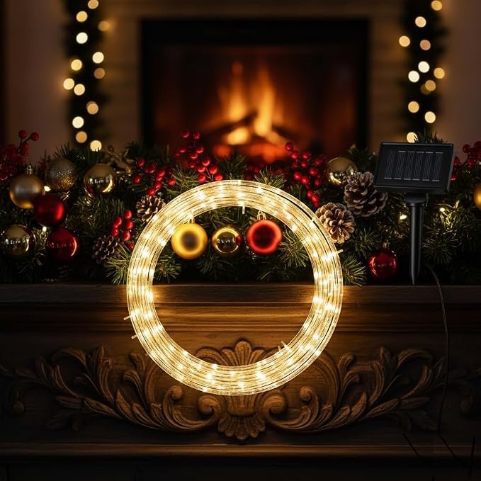 Solar Powered LED String Lights, 100 LED Waterproof Outdoor Fairy Lights for Garden, Patio, Balcony, Ramadan & Party Decorations