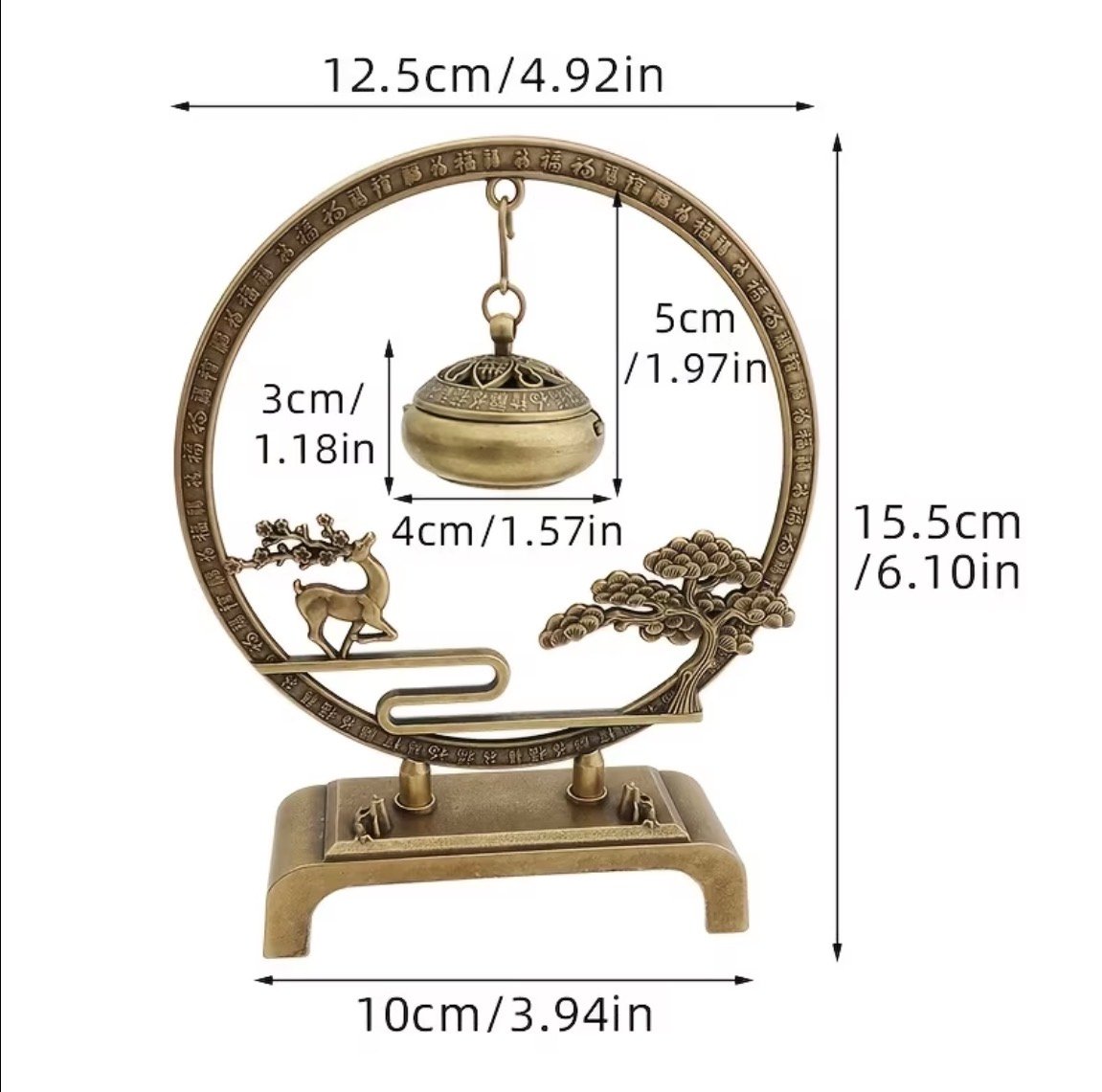 Elegant Metal Incense Burner Circle, Decorative Holder for Sticks & Cones, Ash Catcher for Home Fragrance, Bakhoor, Meditation & Aromatherapy