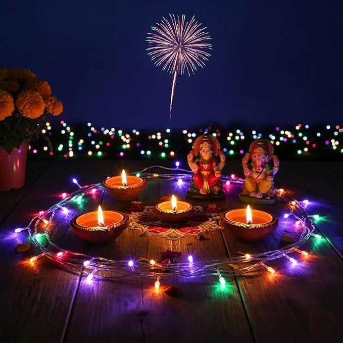 Solar Powered LED String Lights, 100 LED -12Meters Waterproof Outdoor Fairy Lights for Diwali, Garden, Patio, Balcony, Ramadan,Christmas & Party Decorations