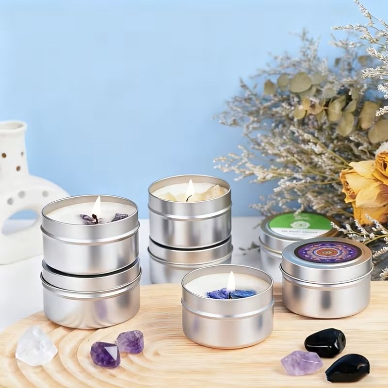 7-Chakra Scented Candle Set – Soy Wax Aromatherapy Candles with Natural Healing Crystals, Pendant, and Gift Box