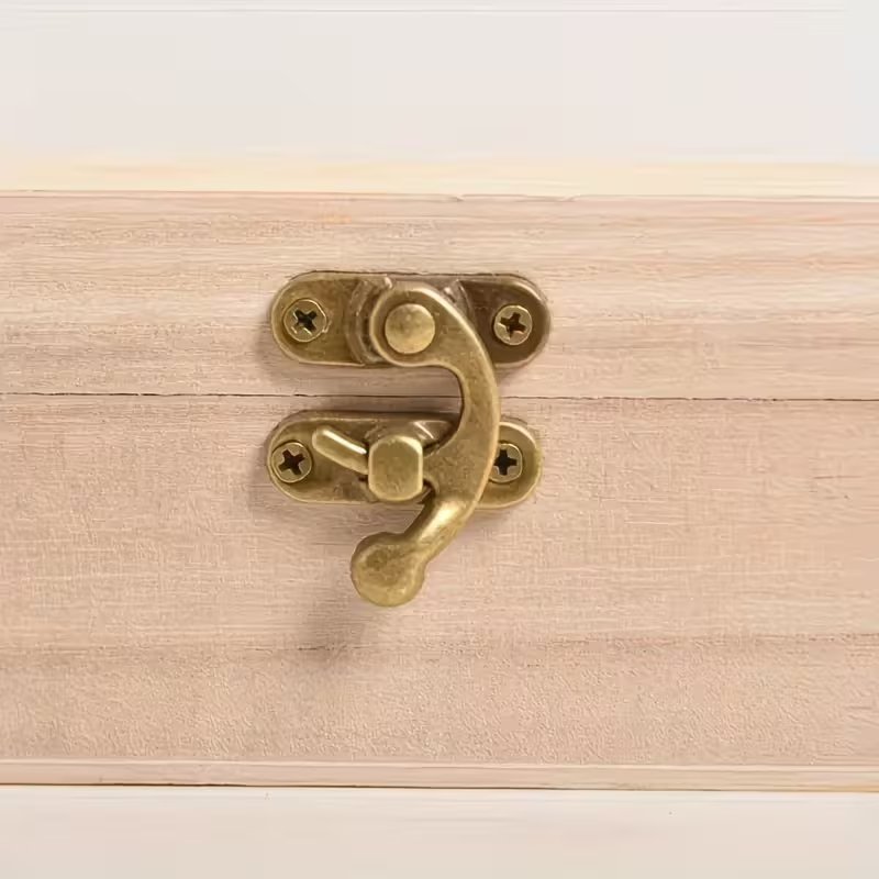 Wooden Storage Box with Hinged Lid & Vintage Latch – Blank DIY Wooden Container for Jewelry, Crafts & Keepsakes