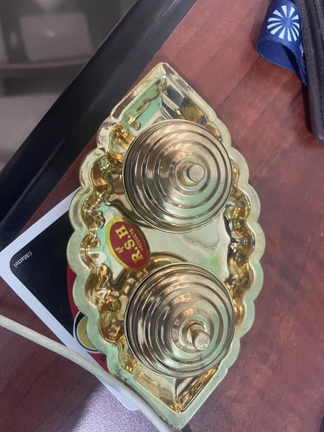 Brass Haldi Kumkum Set with 50grams each Haldi and Kumkum