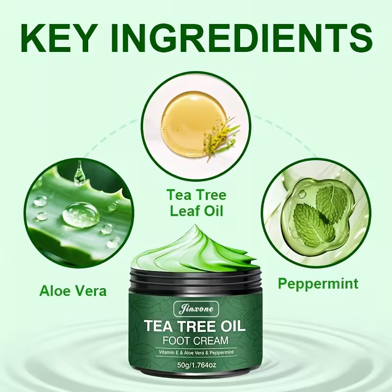 Herbal Tea Tree Foot & Heel Repair Cream (50g) - Deep Nourishment, Cooling Peppermint, and Long-Lasting Fresh Scent