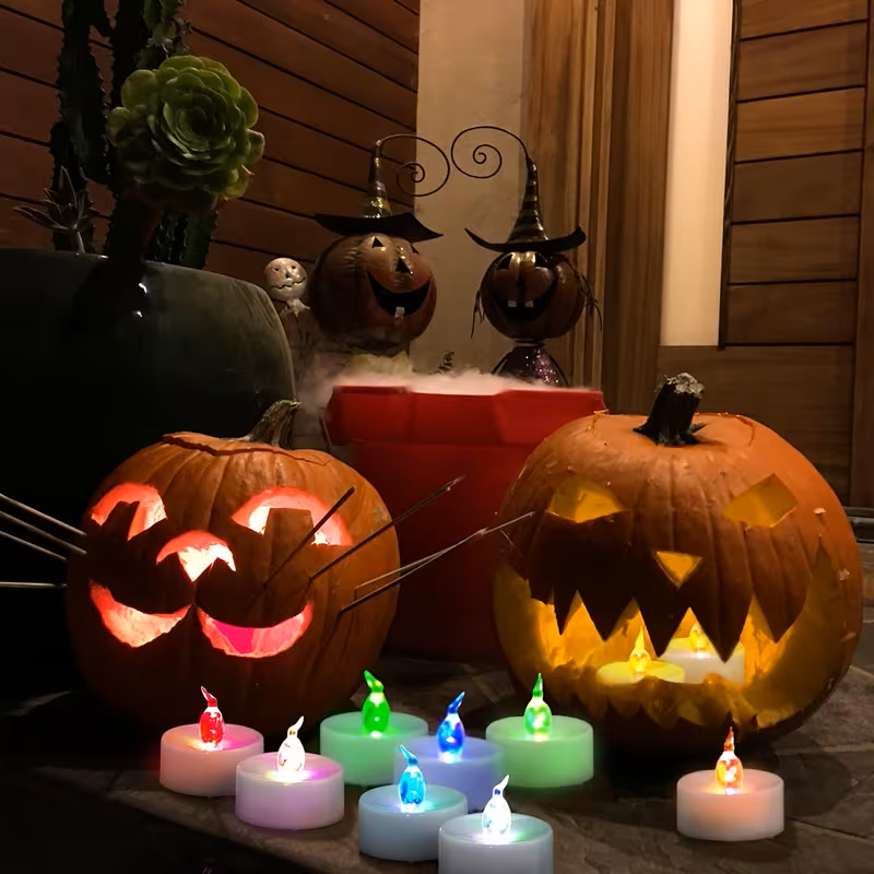 24pcs Flameless Tealight Candles, 7 Color Changing Battery Operated LED Tea Lights, Electronic Fake Candles for Diwali, Wedding, Party, Christmas, Halloween