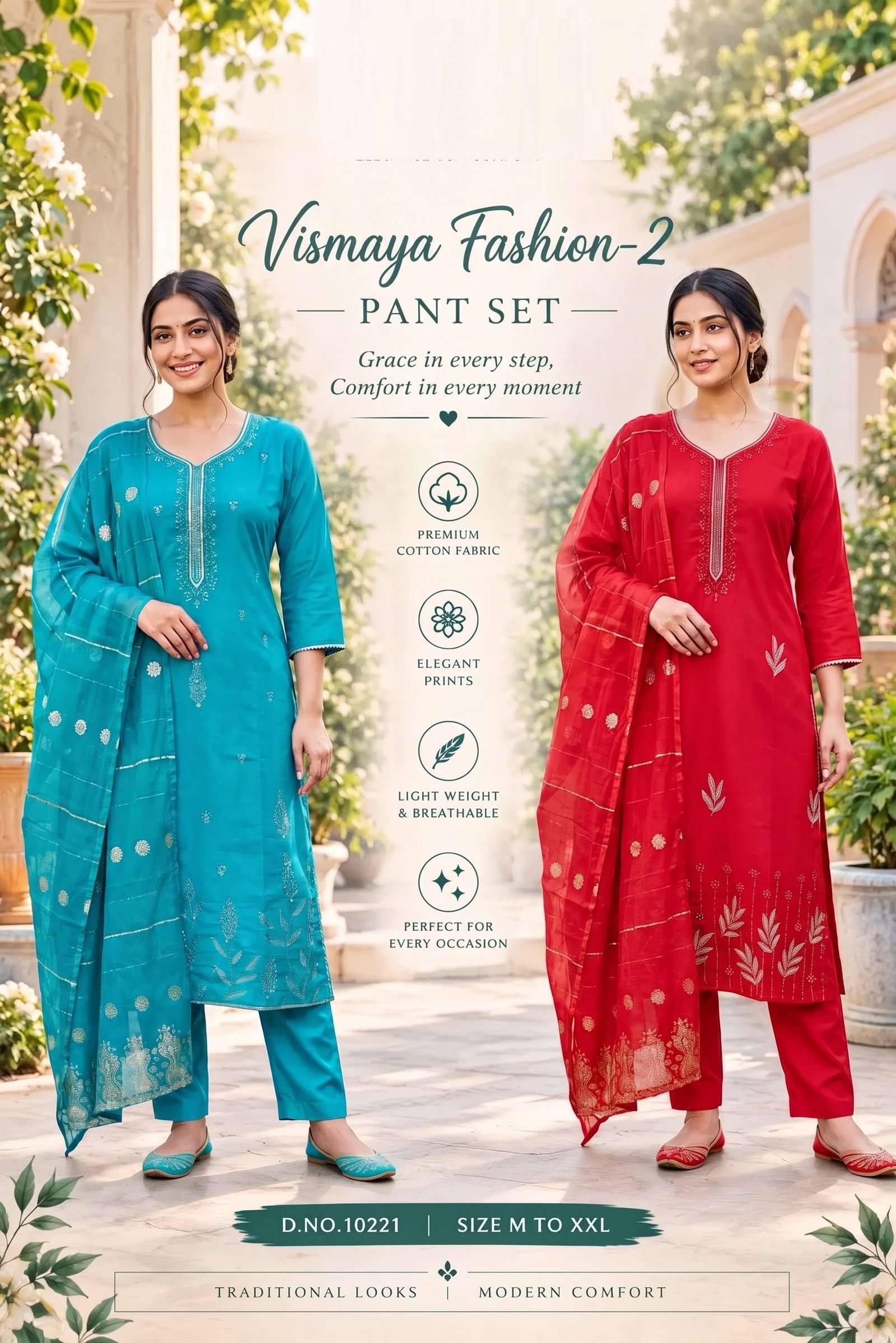 Women's Roman Fabric Embroidered Kurta with Pant and Jacquard Dupatta Set(Red)