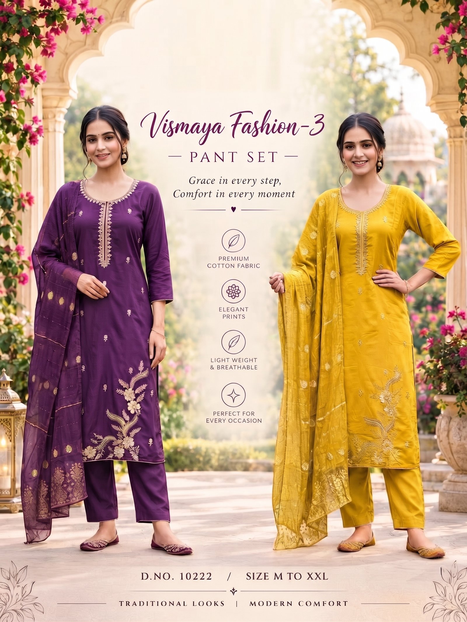 Women's Roman Fabric Embroidered Kurta with Pant and Jacquard Dupatta Set (Yellow)