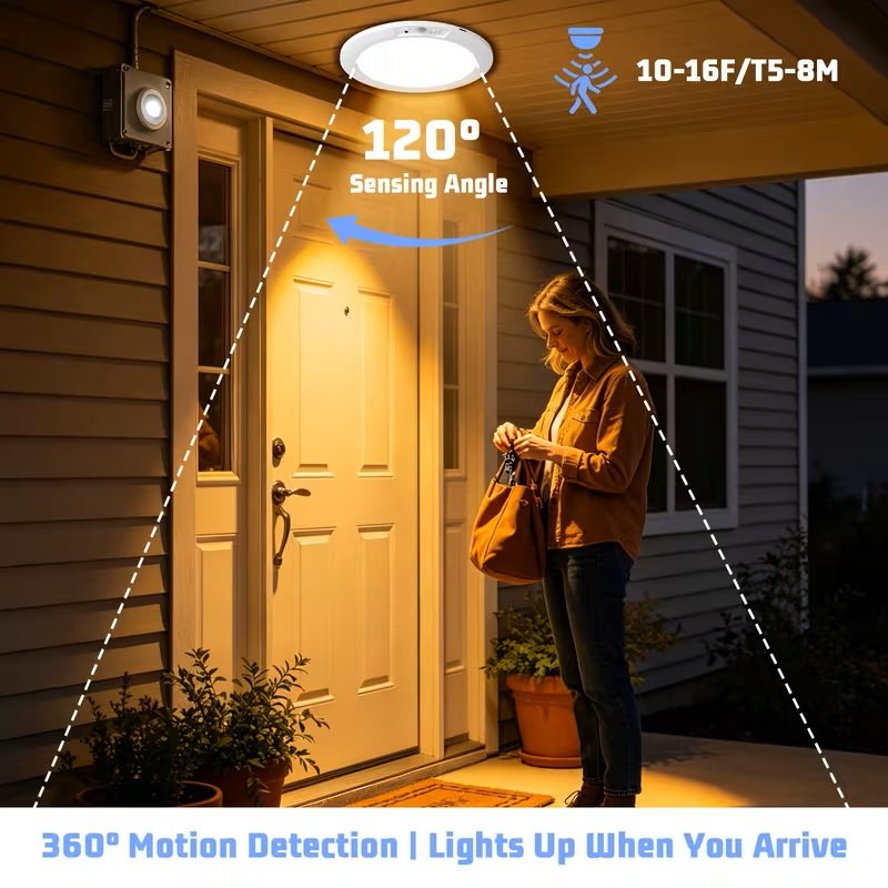 8000mAh Rechargeable LED Ceiling Light with Motion Sensor, Wireless Dimmable Close to Ceiling Lamp with Remote, 5 Color Temperatures, 3 Modes, Magnetic Drill-Free Install for Kitchen, Hallway, Closet,