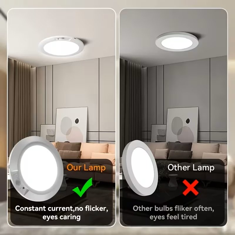 8000mAh Rechargeable LED Ceiling Light with Motion Sensor, Wireless Dimmable Close to Ceiling Lamp with Remote, 5 Color Temperatures, 3 Modes, Magnetic Drill-Free Install for Kitchen, Hallway, Closet,