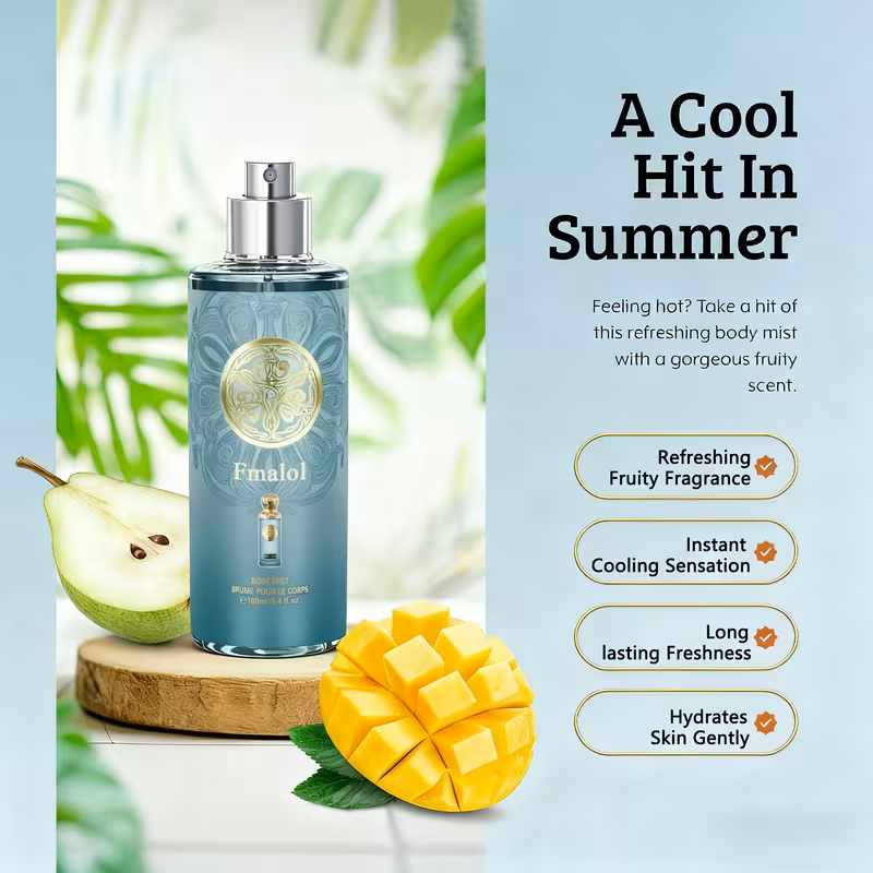 Men’s Cologne Body Spray – 100ml Luxury Fragrance Mist with English Pear, Mango, Lotus & Cedarwood Notes, Refreshing & Long-Lasting Odor-Eliminating Spray for Daily Wear, Dates & Gifts