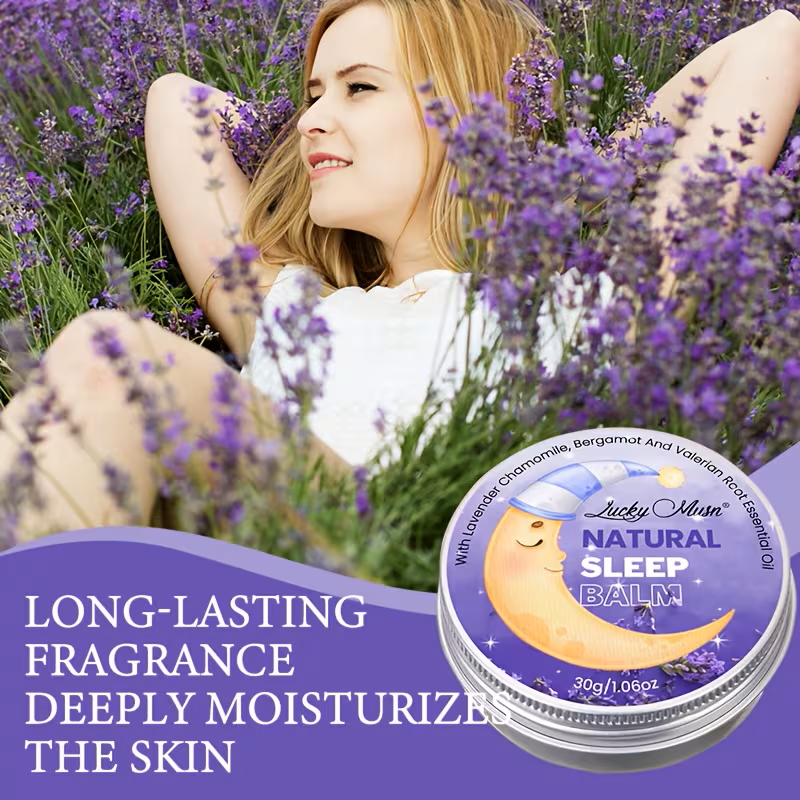 Natural Sleep Balm – 30g Relaxing Aromatherapy Sleep Aid with Lavender Oil, Bergamot, Chamomile & Valerian Root Essential Oils, Non-Greasy, Alcohol-Free Bedtime Calming Balm for Better Sleep & Relaxat