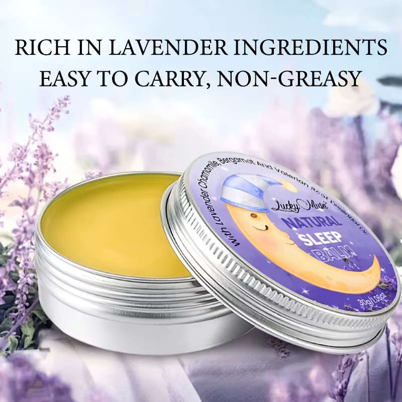 Natural Sleep Balm – 30g Relaxing Aromatherapy Sleep Aid with Lavender Oil, Bergamot, Chamomile & Valerian Root Essential Oils, Non-Greasy, Alcohol-Free Bedtime Calming Balm for Better Sleep & Relaxat