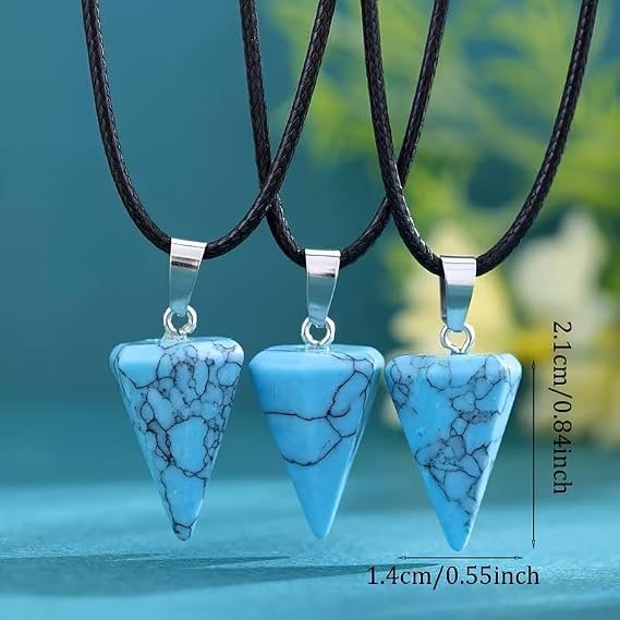 Natural Turqois Stone pendant necklace for Men and Women. Authentic Natural Stones-Various Styles & Vibrant Colors