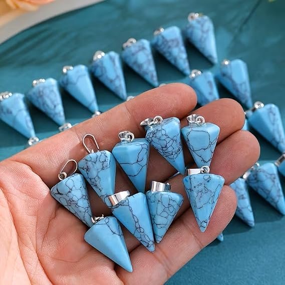 Natural Turqois Stone pendant necklace for Men and Women. Authentic Natural Stones-Various Styles & Vibrant Colors