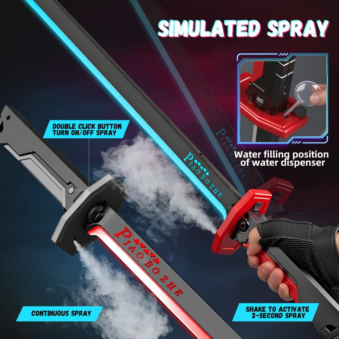 Light Up Spray Spark Music Toy Sword 80cm- Axe 47cm thumbnail 4