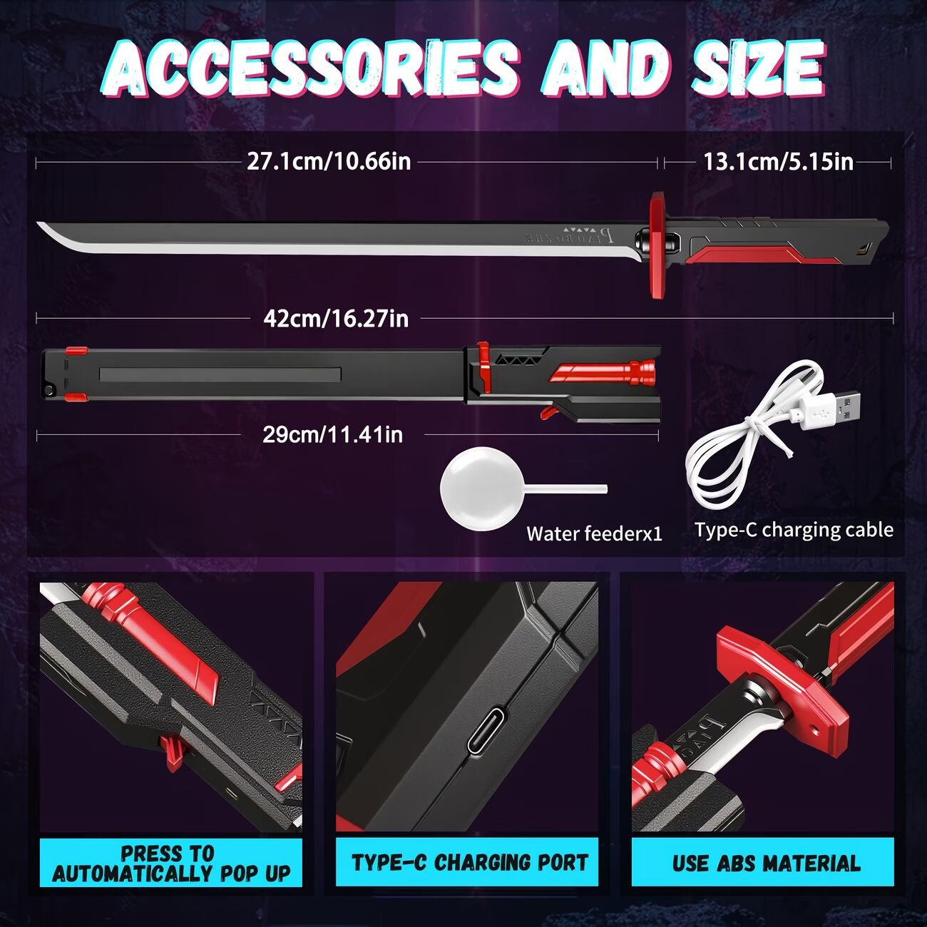 Light Up Spray Spark Music Toy Sword 80cm- Axe 47cm thumbnail 6