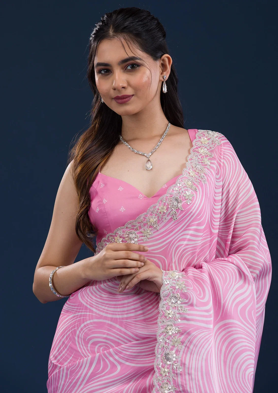 Embroidered Digital Printed Georgette Saree Collection - Vismaya Fashion - VF-Georgette-BT403