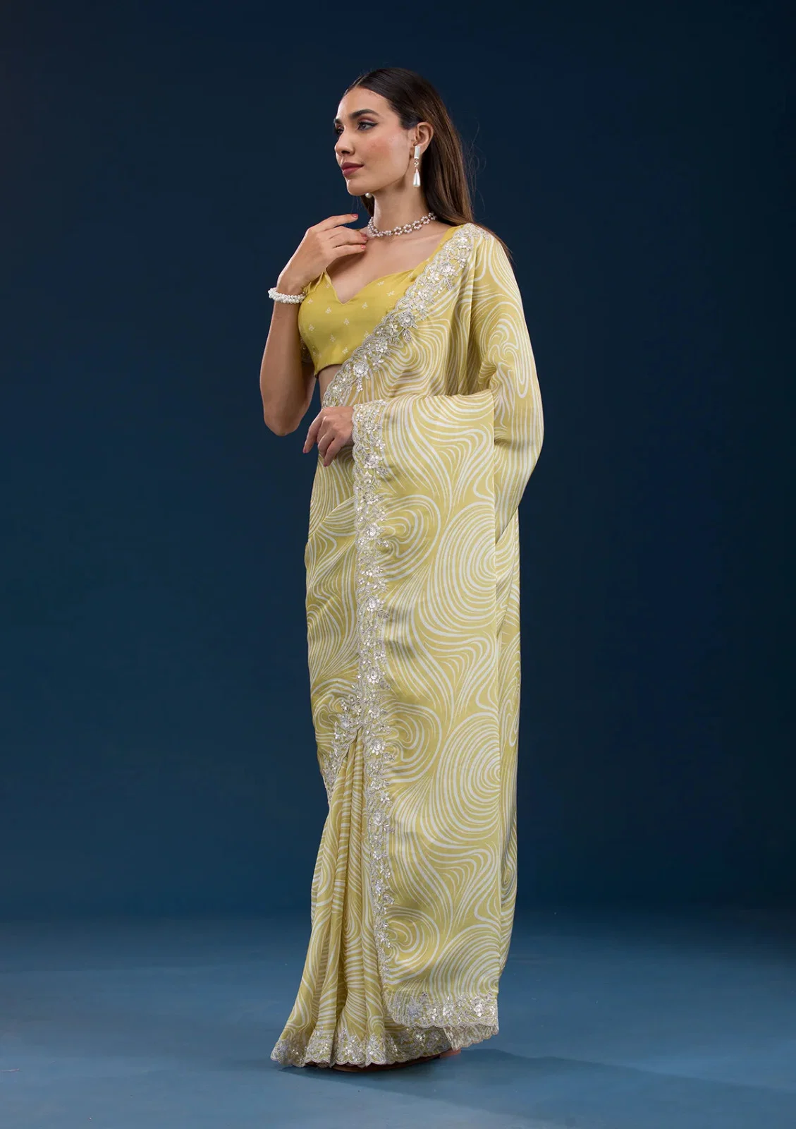 Embroidered Digital Printed Georgette Saree Collection - Vismaya Fashion - VF-Georgette-BT403