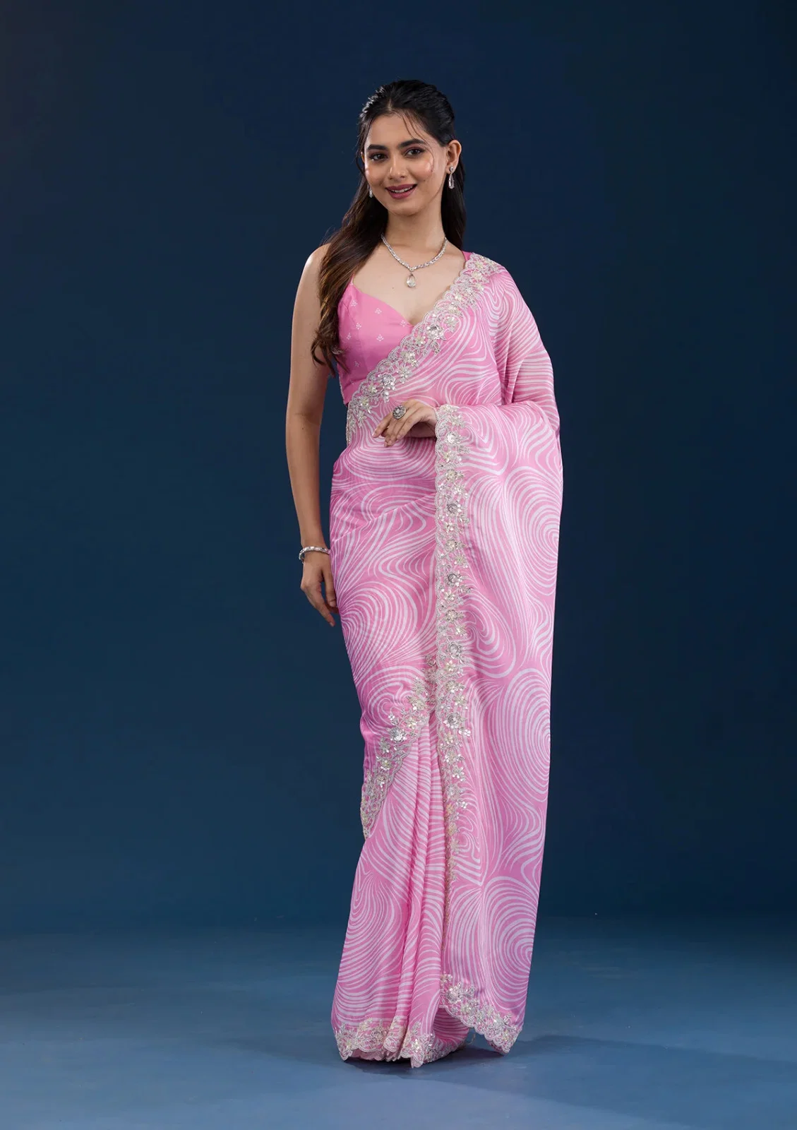 Embroidered Digital Printed Georgette Saree Collection - Vismaya Fashion - VF-Georgette-BT403