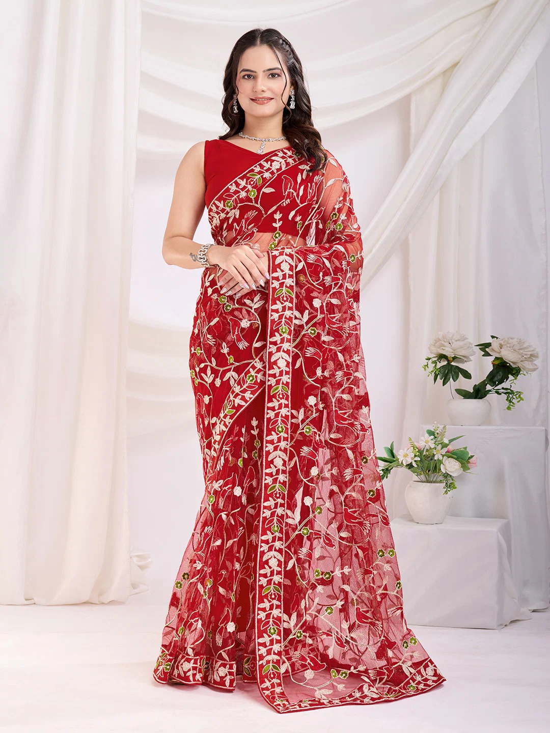 Beautiful Embroidered Worked Soft Net Saree Collection -VF-Net-Vaamika22
